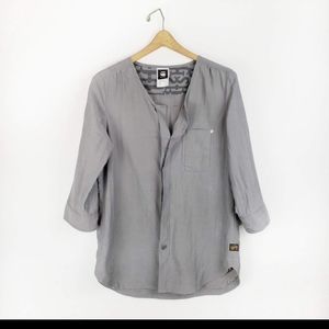 G-Star Raw Denim Gravity Shirt 3/4 sleeve popover top womens Medium grey neutral